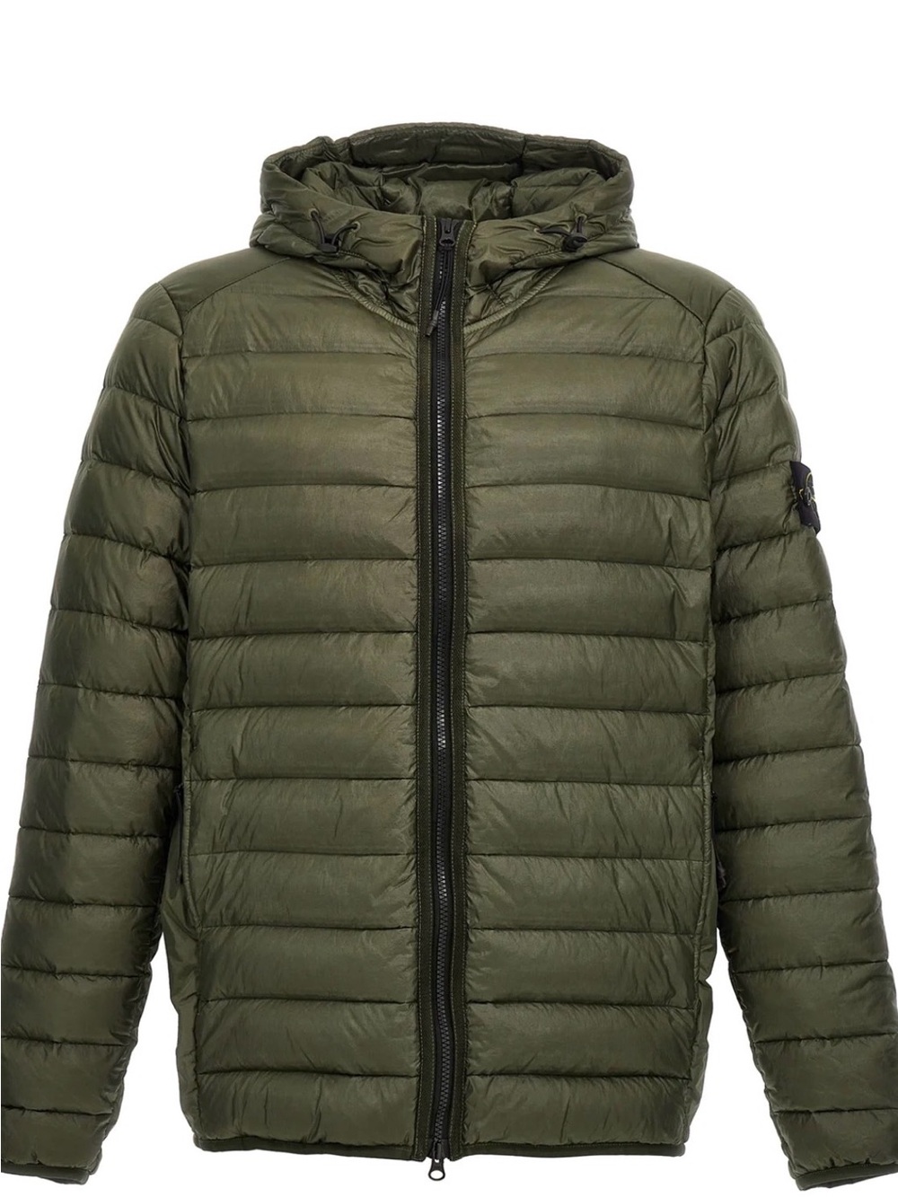 Stone Island woven chambers Olive Green Packable Puffer Jacket with Hood